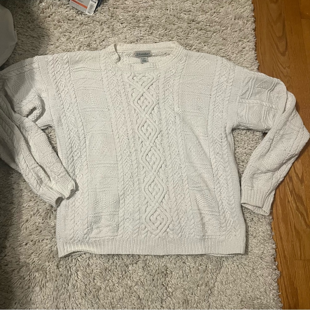 White Chunky Cable Knit Sweater